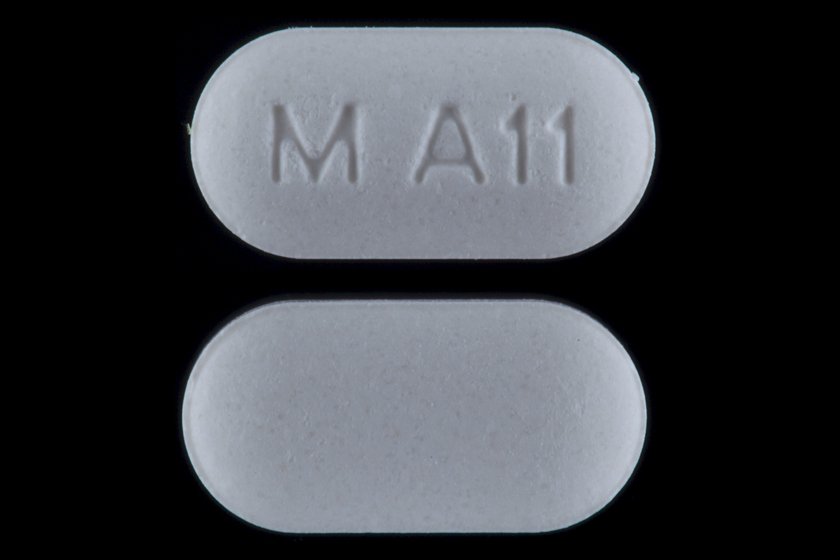A close photograph shows an alendronate sodium 35 mg oral tablet with its identifying imprint.